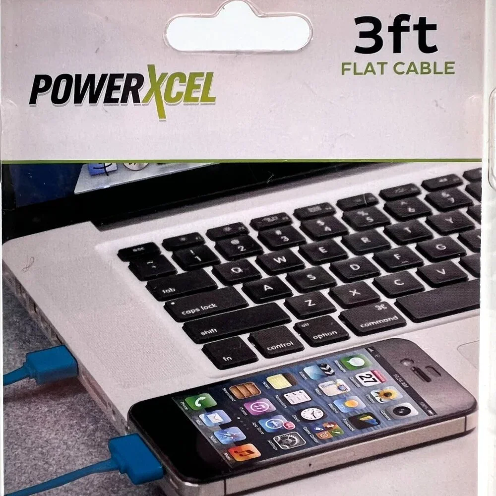 PowerXcel 3ft Flat 30-Pin To USB Sync & Charge Cable For iPhone/iPad/iPod New